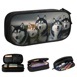 Learning Toys Siberian Husky Pencil Case Pen Bag Student Big Capacity Students School Cosmetic Pencilcases R230822