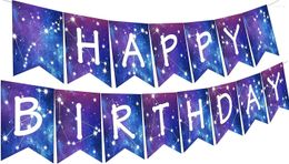 Party Decoration Galaxy Happy Birthday Banner Space Astrology Decorations For Boys Girls Planet Starry Sky Themed Supplies