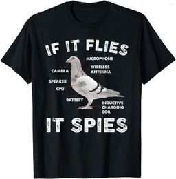 Men's T Shirts If It Flies Spies Pigeon Anatomy Bird Pure Cotton Shirt Men Casual Short Sleeve Tees Tops Drop