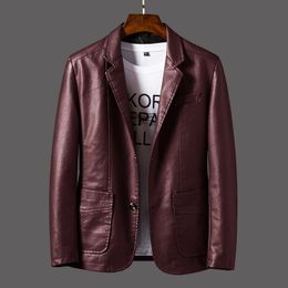 Men's Trench Coats Spring Leather Jacket Men Motorcycle Faux Coat Brand Highgrade SheepSkin Stand Collar Jackets M4X 230822