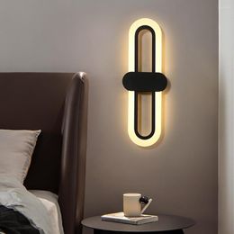 Wall Lamp Oval LED Acrylic Bedroom Bedside Modern Minimalist Living Room Staircase Light Luxury TV Corridor