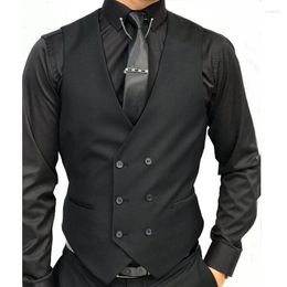 Men's Vests Custom Made Double Breasted Men Vest Suit Black Slim Fit Man Groom Wedding Waistcoat Formal Business Wear Sleeveless Jacket