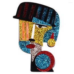 Brooches Glitter Colourful Acrylic Art Figure Brooch Lapel Pins For Women Men Cartoon Charming Lady Badge Jewellery Gifts