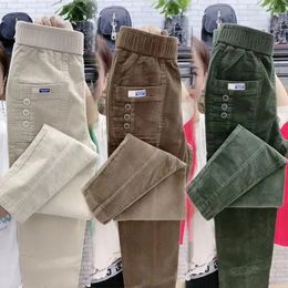 Womens Pants Capris Autumn Winter Corduroy Casual Ladies High Waist Thin Harem Trousers Fashion AllMatch Pencil Female 230821