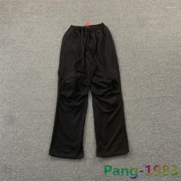 Men's Pants Black FAR.ARCHIVE Embroidered Small Label Pleated Drawstring Casual Men Women 1:1 High Quality Heavy Fabric Trousers