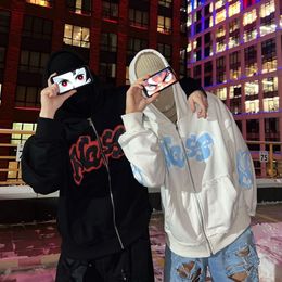 Men s Hoodies Sweatshirts Y2K Zip Hip Hop Graphic Print Hooded Streetwear Harajuku Goth Oversized Winter Men Jackets Coat Clothes 230822