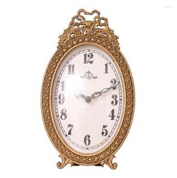 Table Clocks French Retro Antique Golden Desk Decoration Bedside Clock