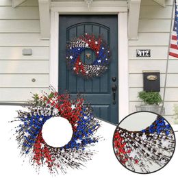 Decorative Flowers Independent Sun Flower Ring American Flag Red And White Decoration PE Fruit Metal Leaf Wreath Lighted Outdoor Wreaths