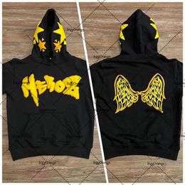 Men's Hoodies Sweatshirts 3D letter wings foam loose pullover hoodie women high street hip-hop clothing retro Harajuku casual oversized sweatshirt women 230821