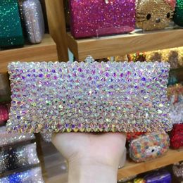 Evening Bags Lady AB Crystal Diamond Clutches For Wedding Party Cocktail Clutch Purse Chain Shoulder Bag Women Handbag