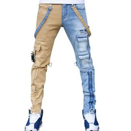 Men's Jeans High Street Straight Overalls Mens Oversized Hip-hop Yellow Blue Denim Trousers Fashion Male Casual Jean298w