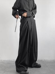 Men's Pants Chinese Style Wear & Black Draping Effect Advanced Slightly Flared Suit Design Wide Leg