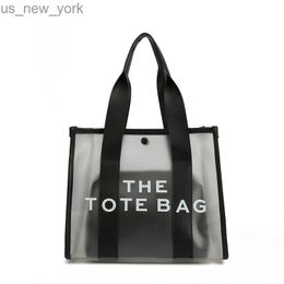 Totes Spring/Summer Trendy Tote Bag Fashion Transparent PVC Composite Bag Simple Letter Women Shoulder Bag New Small Fresh Jelly Bag HKD230822