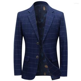 Men's Suits 2023 Business Fashion Suit Jacket Plaid Style Casual Single Button Slim Fit Grid Dress Coat Blazer