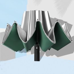 Umbrellas UV Protection Automatic Reverse Umbrella Ten Bone Folding Rain Cabinet Men And Women Dual-Use Double