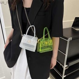 Totes Mini Transparent Jelly Bag High Quality Pvc Women's Designer Handbag Chain Shoulder Messenger Bags Cute Clear Bag 2023 New HKD230823