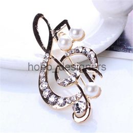Delysia King Women Trendy Musical Note Pearl Brooch High-grade Crystal Fashion Clothing Accessories x0822