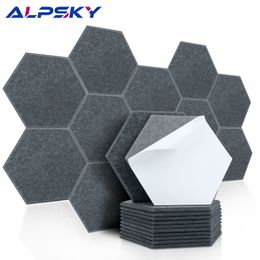 Wall Stickers 12Pcs Hexagon Polyester Soundproofing Panels Selfadhesive Sound Proof Acoustic Panel Study Meeting Room Nursery Decor 230822