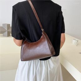 Evening Bags 2023 Vintage Shoulder Underarm Bag For Women Solid Colour PU Leather Simple Female Daily Casual Handbag Bolsas De Mujer