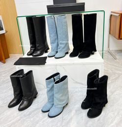 Виола 65 сапог дизайнерские джинсы ботинки Женщины Осень Зимние роскошные модные металлические буквы