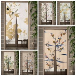 Curtain Golden Leaves Flowers Door Curtains Art Japanese Doorway Living Room Partition Drape Entrance Hanging Half-Curtain Prop