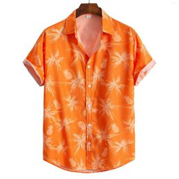 Men's Casual Shirts Beach Summer Digital Printed Short Sleeve Polo Collar Shirt 2023 For Men Clothing Hawaii Vintage Camisa Tops