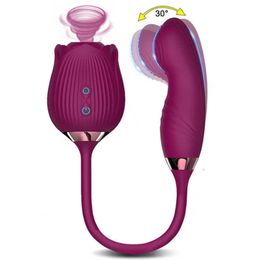 Rose Vibrator Dildo for Woman Clit Sucker Oral Nipple Clitoris Vacuum Stimulator Finger Wiggle Sey Female