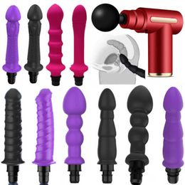 Massager for Woman Female Masturbator Fascia Gun Adapter Body Massage Head to Machine Orgasm Thrusting Vibrator Dildos