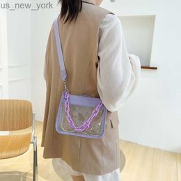 Totes Summer Women Clear Transparent Crossbody Bag Female Jelly Handbags and Purses Acrylic Chain Square Shoulder Bolsos HKD230823