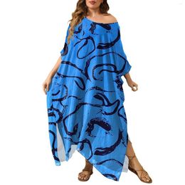 Casual Dresses Bohemian Printed Plus Size For Women Summer Half Sleeve Loose Beach Holiday Irregular Dress Oversized Vestidos