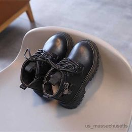 Boots KIDS Short Ankle Boots for Girls Leather Boots Boys Brown Casual Shoes Children Platform Boots Sneakers R230822