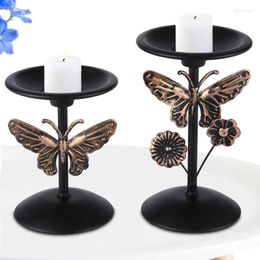 Candle Holders Metal Holder Set Of 2 Table Centerpieces Stand Decor Decorative With Romantic Butterfly