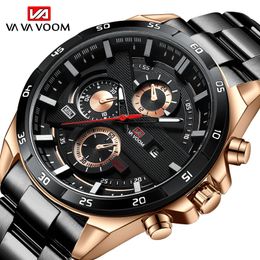 Wristwatches VA VOOM Stainless Steel Date Display Watch for Men Steeldive Man Sports Clock Quartz Wrist Watches Waterproof Chron Men's 230822