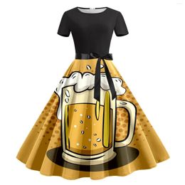 Women's Sleepwear Womens Oktoberfest Vintage Cocktail Dress Short Sleeve Knee Length A Line Horn Swing Dresses Vestidos Para Mujer