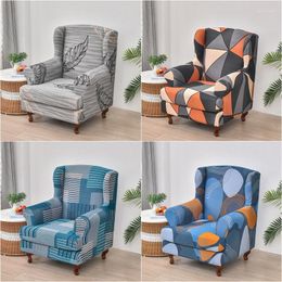Chair Covers Geometric Printed Wing Cover Stretch Spandex Armchair Wingback Slipcovers Single Sofa For Living Room