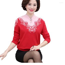 Women's Sweaters Fashion Qipao Neck Sweater Pullovers Women Knitwear Tops Autumn Winter Slim Kniting Bottoming Shirt Mother Dress