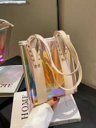 Totes High-end women's bag 2023 new summer transparent jelly bag shoulder bucket bag HKD230822