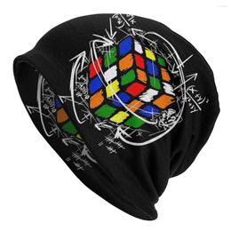 Berets Puzzle Magic Cube Intelligence Game Square Autumn Female Warm Beanies Double Used Cycling Bonnet Hats