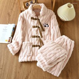 Women's Sleepwear Winter Pajamas Sets Pyjamas Flannel Thicken Warm Clothes For Women Nightwear Two Piece Nightie