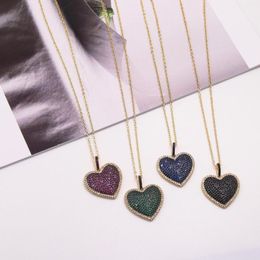 Pendant Necklaces Top Quality Women Girls Heart Copper With Zircon Luxury Peach Necklace Wedding Party Jewelry Gifts