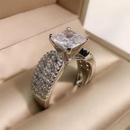 Wedding Rings 2023 Square Cubic Zirconia Women's Ceremony Party Bridal Luxury Fashion Finger Jewellery Wholesale Bulk