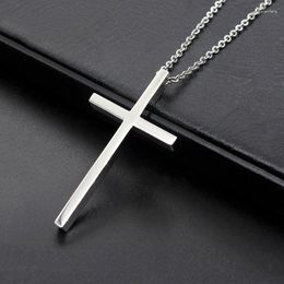 Pendant Necklaces Silver Colour Cross 316L Titanium Steel Necklace For Men Women Jewellery Prayer Jesus Religions Chokers Gift