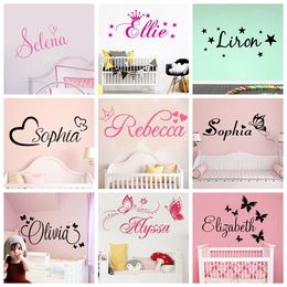 Wall Stickers Personalized Custom Name Butterfly Sticker Wallpaper For Nursery Kids Room Decoration Vinyl Bedroom Decals 230822