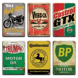 Motorcycles Oil Metal Plaque Motorcycle Licence Tin Sign Plates Vintage Garage Poster Decorative Retro Car Brand Poster Signs Man Cave Home Wall Decor 30X20CM w01