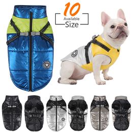 Dog Apparel S-7XL Pet Dog Jacket Big Dog Coat With Harness Winter Warm Dog Clothes for Small Medium Large Dogs French Bulldog Yorkie Costume 230821