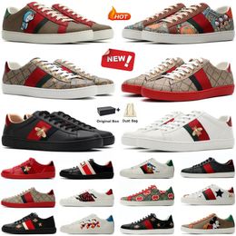 With Box G Designer Sneakers gglies Shoes Mens Womens Cartoons Casual Shoe Bee Ace Genuine Leather Snake Embroidery Stripes Classic Men 35-46 8CBE