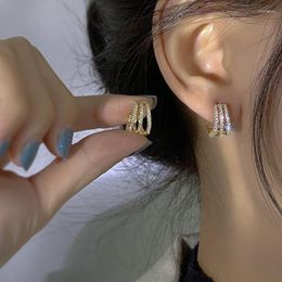 Stud Earrings Fashion Gold Color Zircon Charm For Women Girls Party Korean Jewelry Pendientes Eh101