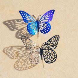 Wall Stickers 12pcs 3D Hollow Butterfly for Kids Rooms Home Decal Decor DIY Mariposas Fridge Room Decoration 230822