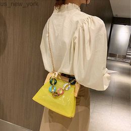 Totes Acrylic Chain Jelly bag Transparent PVC Women Shoulder Crossbody Bags 2022 Summer Handbags Ladies Messenger Bag Female Purse HKD230822