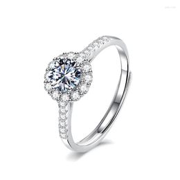 Cluster Rings Moissanite Brilliant Diamond Engagement For Women Girls Promise Gift Sterling Silver Jewellery